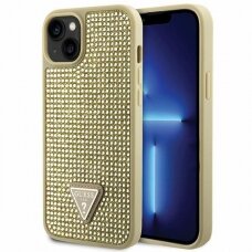 Dėklas Guess Rhinestone Triangle GUHCP14SHDGTPD iPhone 14 Auksinis