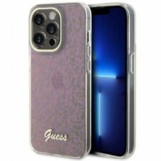Originalus dėklas Guess GUHCP15LHDECMP iPhone 15 Pro 6.1  rožinis/rožinis hardcase IML Faceted Mirror Disco Iridescent