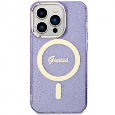 Dėklas Guess Glitter Gold MagSafe GUHMN61HCMCGU iPhone 11 / Xr Purpurinis