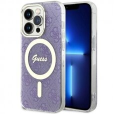 Dėklas Guess 4G MagSafe GUHMP14LH4STU iPhone 14 Pro Purpurinis