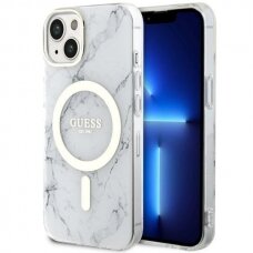 Dėklas Guess Marble MagSafe GUHMP14MPCUMAH iPhone 14 Plus Baltas