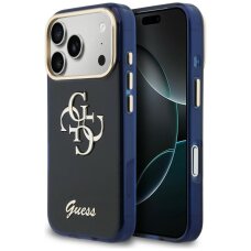 iPhone 17 Pro Max Guess IML 4G Script Metal dėklas – mėlynas iPhone 17 Pro Max Guess IML 4G Script Metal dėklas – mėlynas