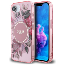 iPhone 16e – Guess IML Flowers MagSafe dėklas - Rožinis