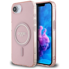 iPhone 16e – Guess IML Glitter Circle MagSafe dėklas - Rožinis