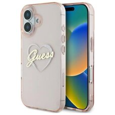 iPhone 16 Guess IML Heart dėklas - rožinis
