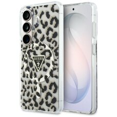 Samsung Galaxy S26 Guess IML Leopard Print Triangle MagSafe dėklas – juodas