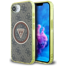 iPhone 16e – Guess IML Metal Glitter 4G Circle Triangle MagSafe dėklas - Rudas