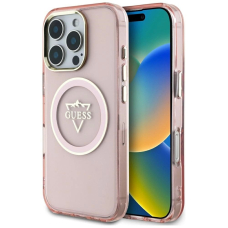 Guess IML Metal Mountain Logo MagSafe iPhone 16 Pro Max Dėklas - Rožinis