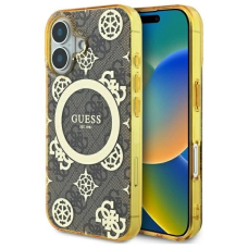 iPhone 16 – Guess IML Peony On 4G Background MagSafe dėklas - Rudas