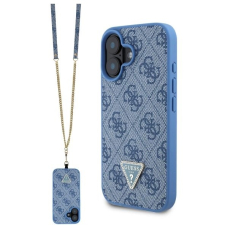 iPhone 16 – Guess Leather Metal Logo Strass Crossbody dėklas - Mėlynas