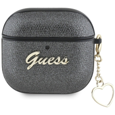 Guess Metallic Script Charm Dėklas skirtas AirPods 4 - Juodas
