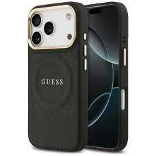 iPhone 17 Pro Guess Peony Hot Stamp dėklas su MagSafe – juodas