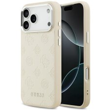 iPhone 17 Pro Max Guess Peony Hot Stamp Script MagSafe dėklas – smėlinis