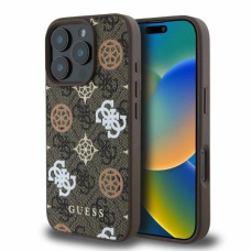 iPhone 16 Pro Guess Peony On 4G Background MagSafe dėklas - rudas