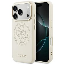 iPhone 17 Pro Guess Perforated 4G MagSafe dėklas – smėlio spalvos iPhone 17 Pro Guess Perforated 4G MagSafe dėklas – smėlio spalvos