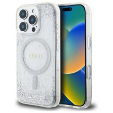 iPhone 16 Pro Guess Resin Gradient Glitter MagSafe dėklas – sidabrinis