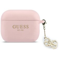 AirPods Pro 3 Guess Silicone 4G Charm dėklas – rožinis AirPods Pro 3 Guess Silicone 4G Charm dėklas – rožinis