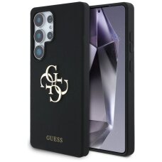 Samsung Galaxy S25 Ultra dėklas Guess Silicone Big 4G Logo Bottom Script – juodas