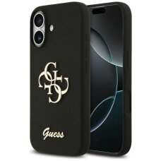 iPhone 17 Guess Silicone Big 4G Script dėklas – juodas