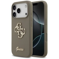 iPhone 17 Pro Guess Silicone Big 4G Script dėklas – rudas