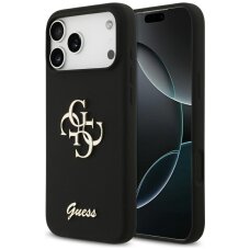 iPhone 17 Pro Max Guess Silicone Big 4G Script dėklas – juodas
