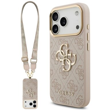 iPhone 17 Pro Guess 4G Big Classic Logo Big Strap Metal Buttons dėklas – rožinis iPhone 17 Pro Guess 4G Big Classic Logo Big Strap Metal Buttons dėklas – rožinis
