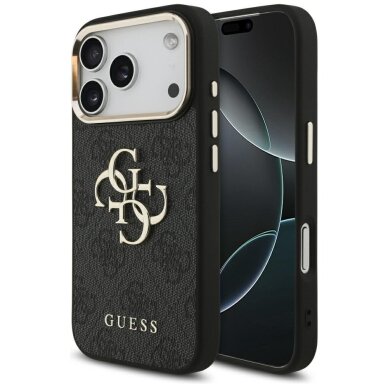 iPhone 17 Pro dėklas Guess 4G Big 4G Classic Logo – juodas su auksiniu iPhone 17 Pro dėklas Guess 4G Big 4G Classic Logo – juodas su auksiniu