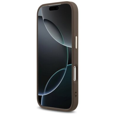 iPhone 17 Pro dėklas Guess 4G Big 4G Classic Logo – rudas/auksinis 4