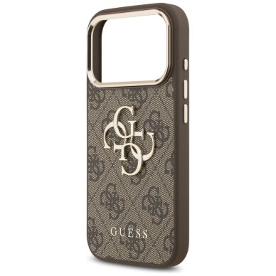 iPhone 17 Pro Max dėklas Guess 4G Big 4G Classic Logo – rudas ir auksinis 5