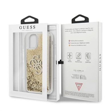 Guess 4G Big Liquid Glitter Dėklas skirtas iPhone 11 6.1" / Xr - Auksinis 7