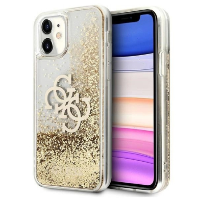 Guess 4G Big Liquid Glitter Dėklas skirtas iPhone 11 6.1" / Xr - Auksinis