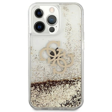 Guess 4G Big Liquid Glitter Dėklas skirtas iPhone 13 Pro Max 6.7&quot; - Auksinis 2
