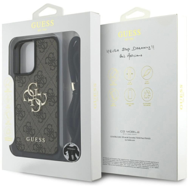 Guess 4G Big Logo Cord Stap Crossbody Dėklas skirtas iPhone 16 Plus Rudas 6 Guess 4G Big Logo Cord Stap Crossbody Dėklas skirtas iPhone 16 Plus Rudas 6