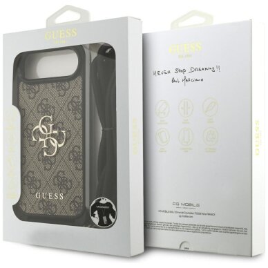 iPhone 17 Air Guess 4G Big Logo Crossbody dėklas – rudas 6
