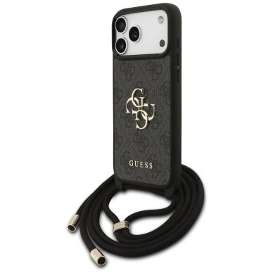 iPhone 17 Pro Max dėklas Guess 4G Big Logo Cord Strap Crossbody – juodas 1 iPhone 17 Pro Max dėklas Guess 4G Big Logo Cord Strap Crossbody – juodas 1