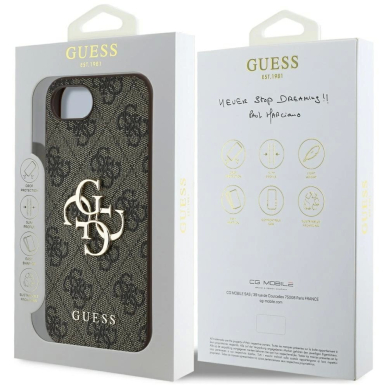 Guess 4G Big Logo iPhone 16e Dėklas - Rudas 7