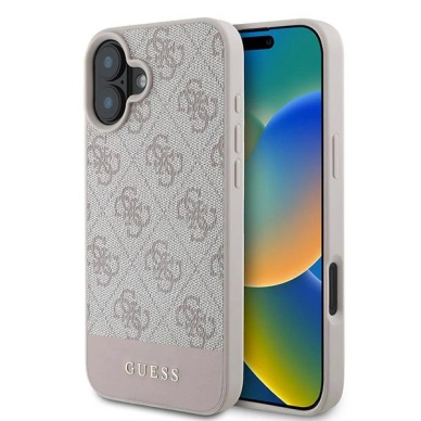 Guess 4G Bottom Stripe Dėklas skirtas iPhone 16 Plus 6.7&quot; - Rožinis