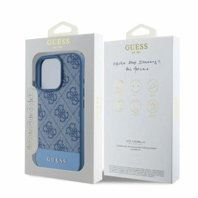 iPhone 16 Pro Max Guess 4G Bottom Stripe dėklas - mėlynas 4