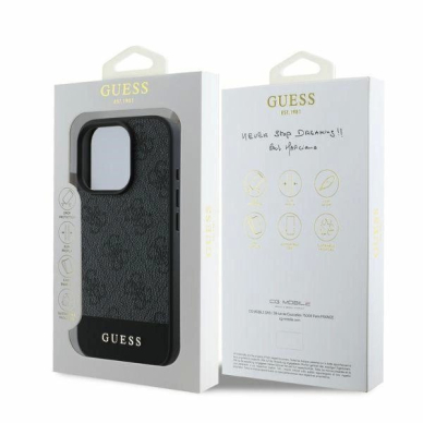 iPhone 16 Pro – Guess 4G Bottom Stripe dėklas - Pilkas 4
