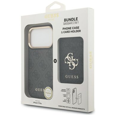 iPhone 17 Pro Guess 4G MagSafe Wallet dėklas – juodas 10