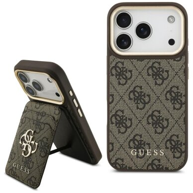 iPhone 17 Pro Guess 4G MagSafe Wallet dėklas – rudas