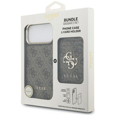 iPhone 17 Pro Max Guess 4G MagSafe Wallet dėklas – rudas 7