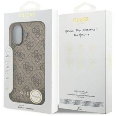 iPhone 17 Guess 4G Charms Collection dėklas su MagSafe – rudas 6