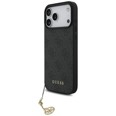iPhone 17 Pro Max dėklas Guess 4G Charms Collection, MagSafe – juodas
