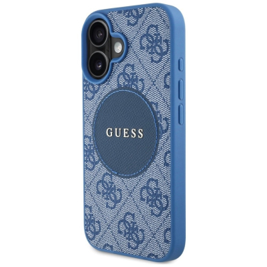iPhone 16 – Guess 4G Circle Classic Logo MagSafe dėklas - Mėlynas 1