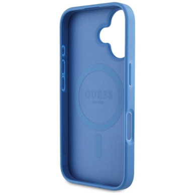 iPhone 16 – Guess 4G Circle Classic Logo MagSafe dėklas - Mėlynas 6