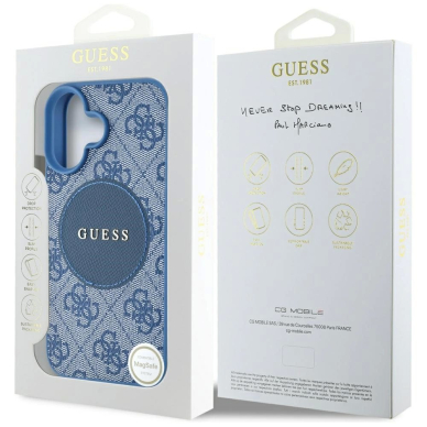 iPhone 16 – Guess 4G Circle Classic Logo MagSafe dėklas - Mėlynas 7