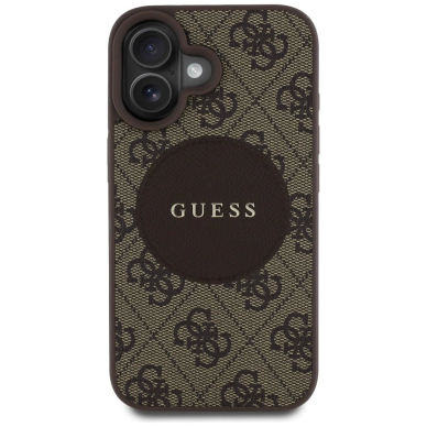 iPhone 16 – Guess 4G Circle Classic Logo MagSafe dėklas - Rudas 2