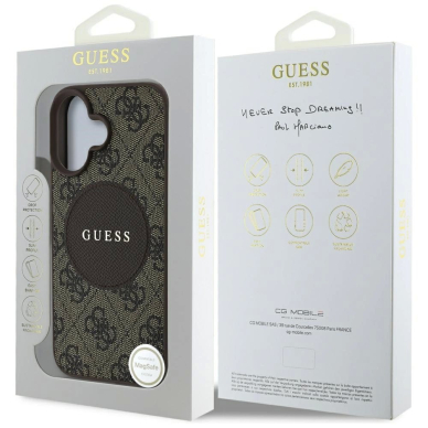 iPhone 16 – Guess 4G Circle Classic Logo MagSafe dėklas - Rudas 7