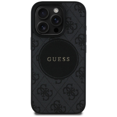 iPhone 16 Pro – Guess 4G Circle Classic Logo MagSafe dėklas - Juodas 2